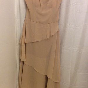 Landa Formal Dress Size 14 Tan Beaded Sequins Layered Evening New with Tags